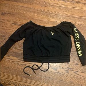 GUESS CROPPED DRAWSTRING SWEATSHIRT